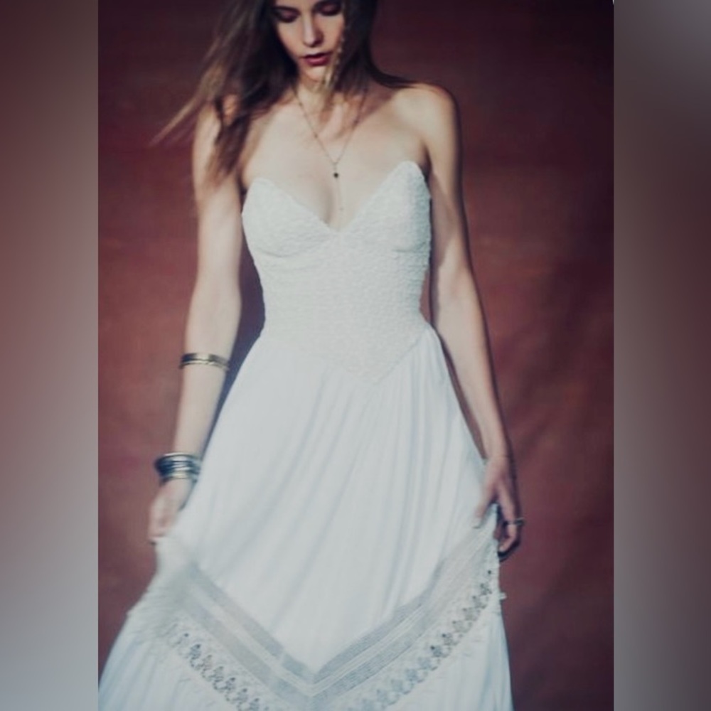 Free People X Jen’s Pirate Booty Limited Babe ivory corset lace Maxi dress XS
